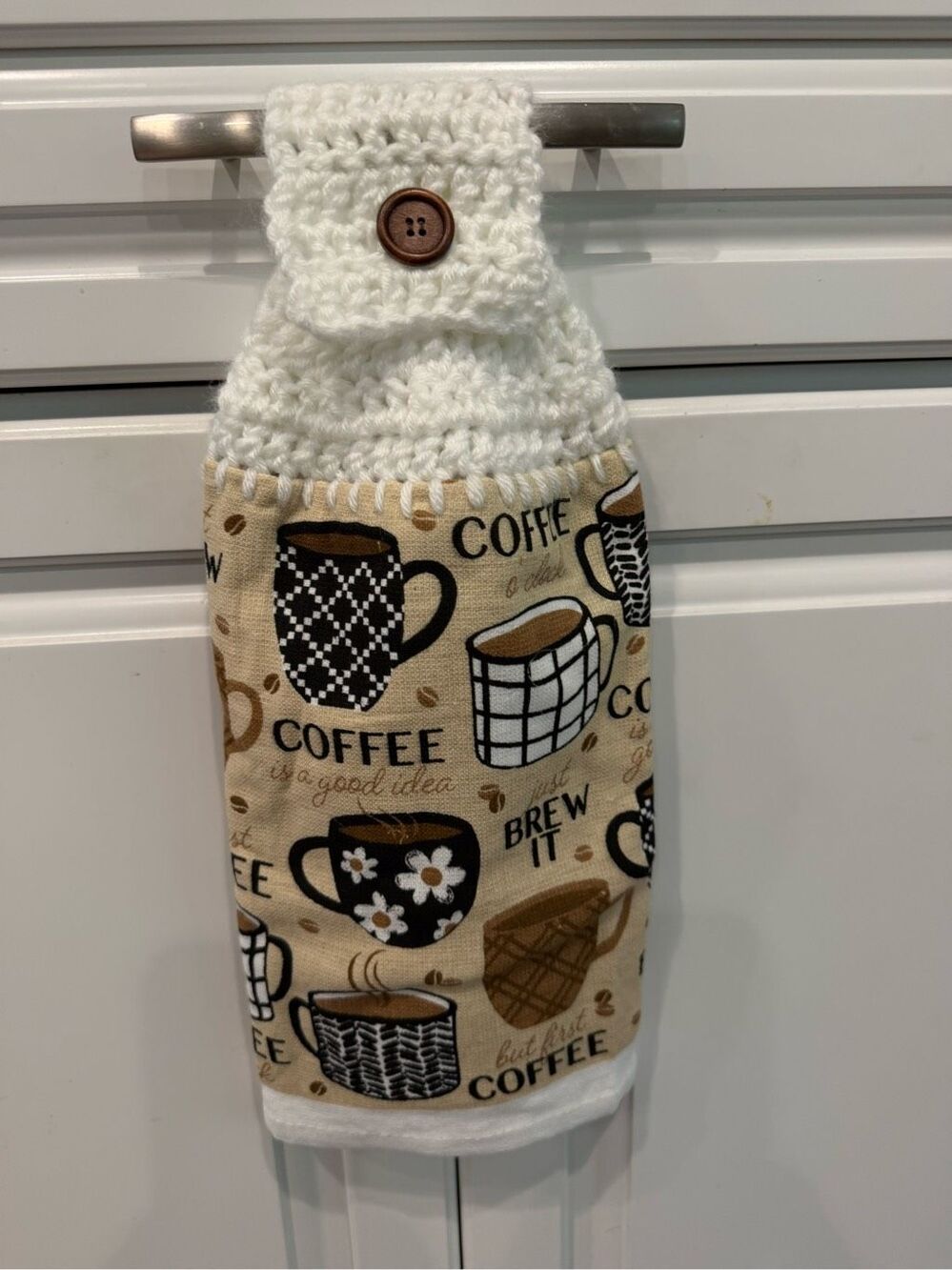 Crochet Top Kitchen Towel- Coffee cups